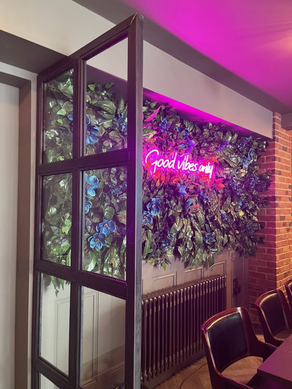 Architectural Arch Feature With Glowing Pink LED sign
